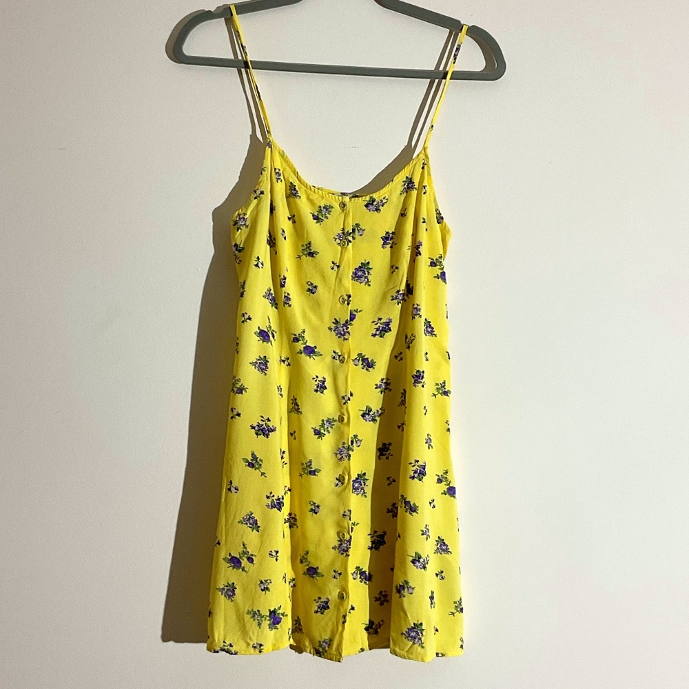 Yellow and Purple Floral Mini Dress